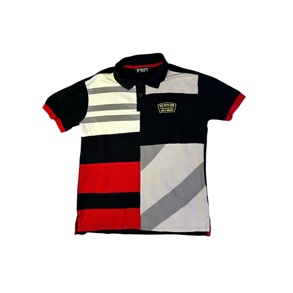 Rebel Minds Men's Knit Short Sleeve Colorblock Polo Shirt Size Medium